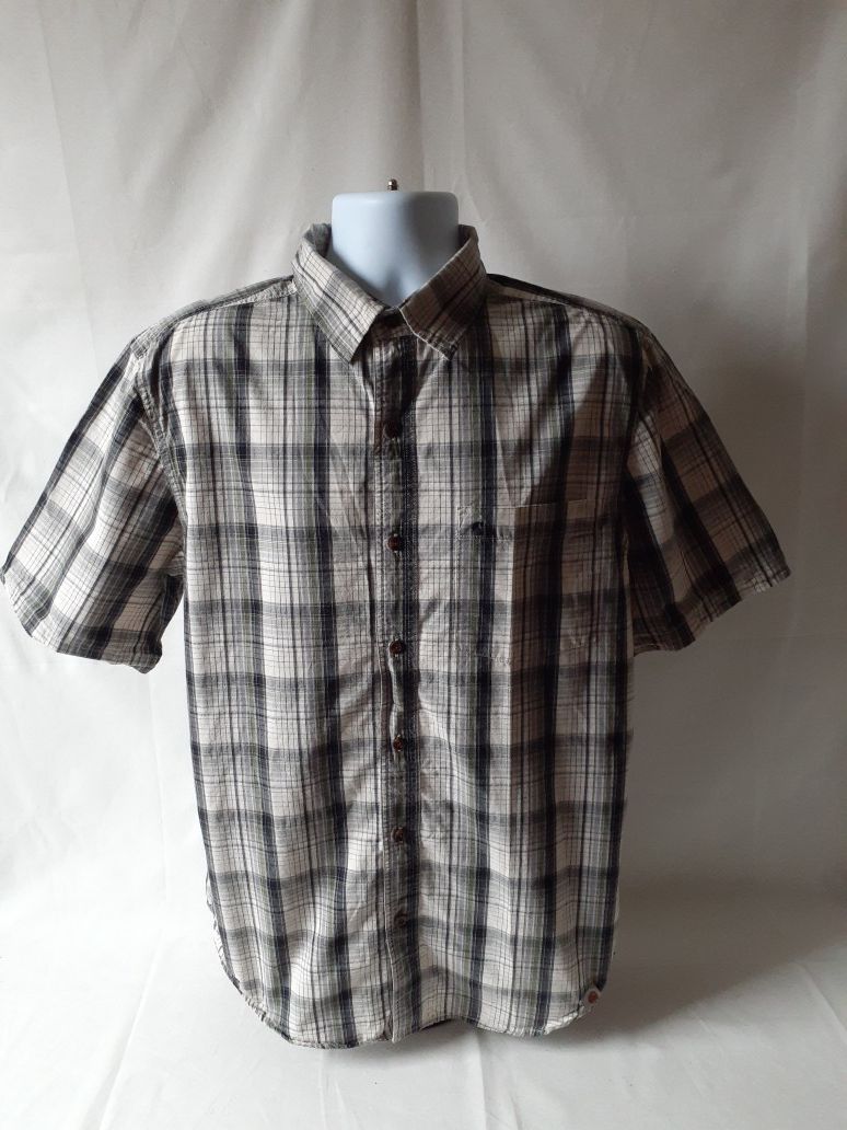 Carhartt mens gray/green plaid short sleeve button-down shirt size M