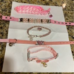 Different Pink Small Animal Collars (5 Total)