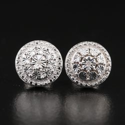 Sterling And Diamond Earrings Very Nice 