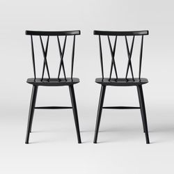 Set of 2 Becket Metal X Back Dining Chair