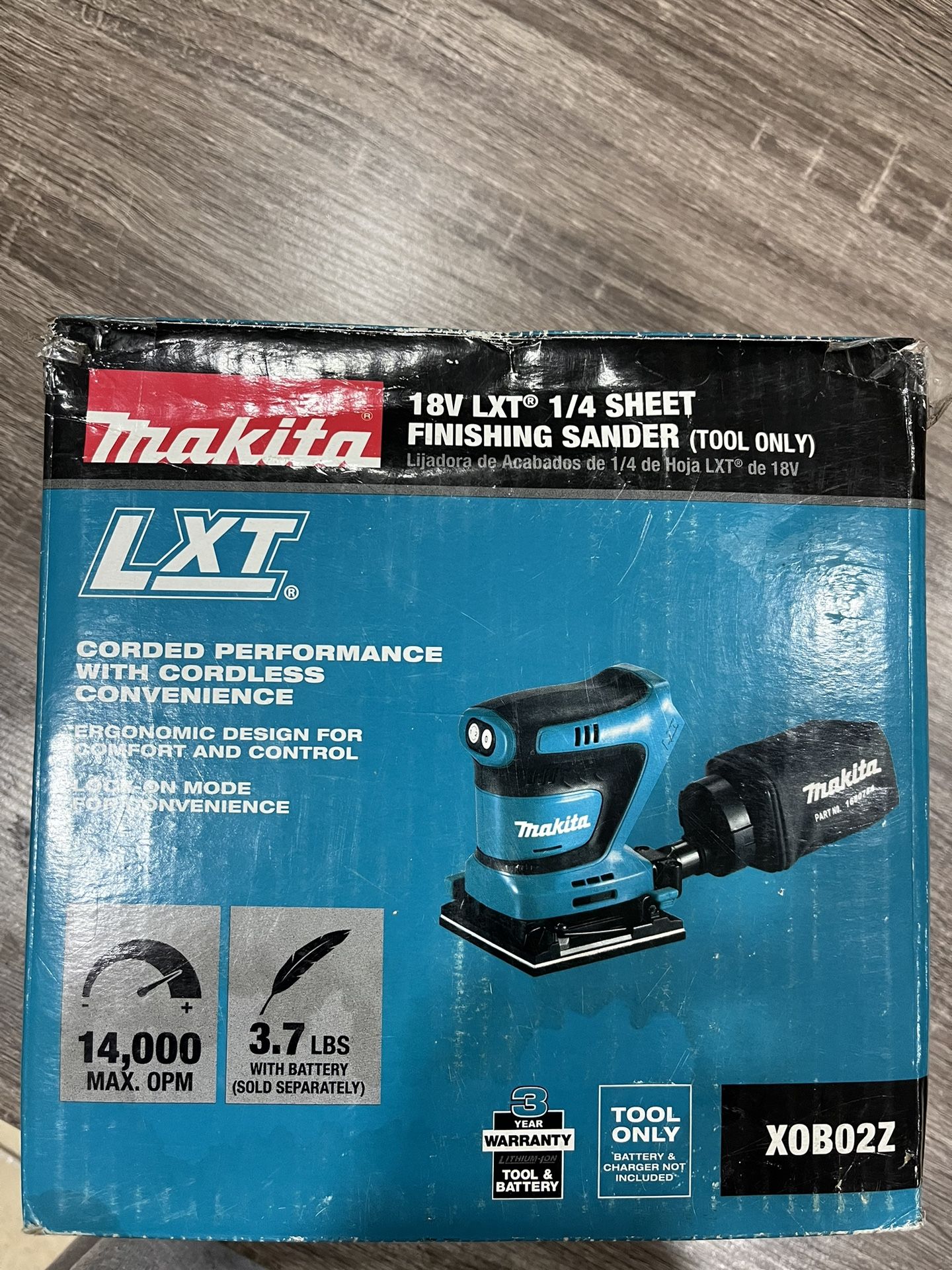 Makita XOB02Z 18V LXT® Lithium-Ion Cordless 1/4 Sheet Finishing Sander, Tool Only
