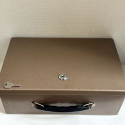 Vintage Metal Fire Proof Lock Box With Key (Heavy Duty)