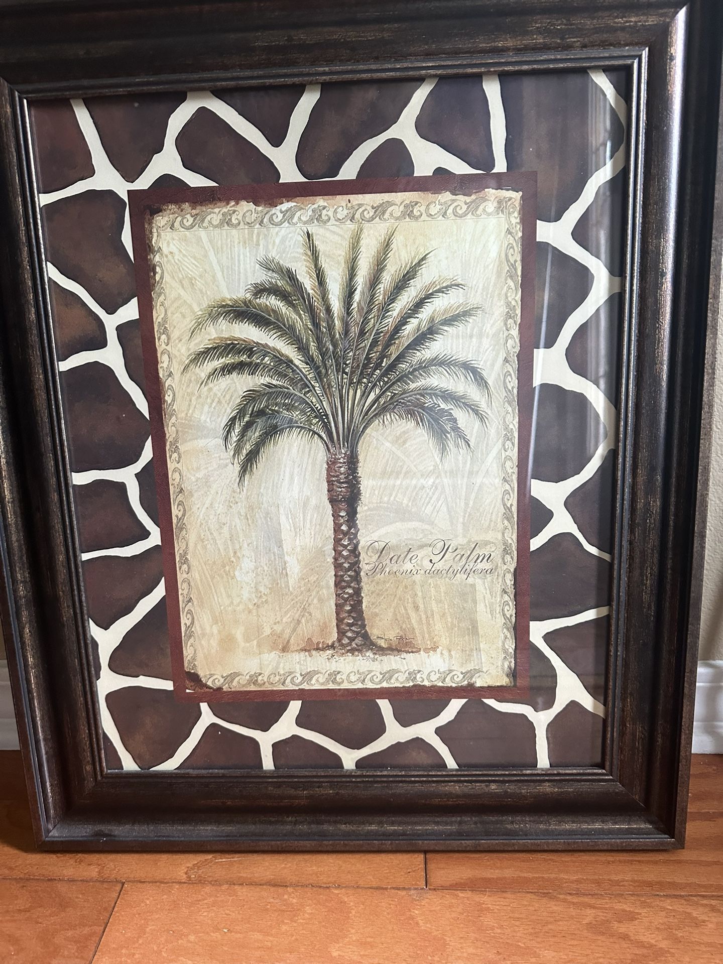 Framed Palm Tree Giraffe print Wall Art Decor