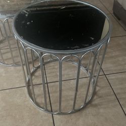 Two Silver Tables With Mirrors 