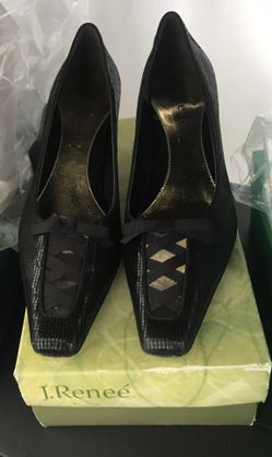 Women's Shoes - JRenee Black Suede/Ribbon