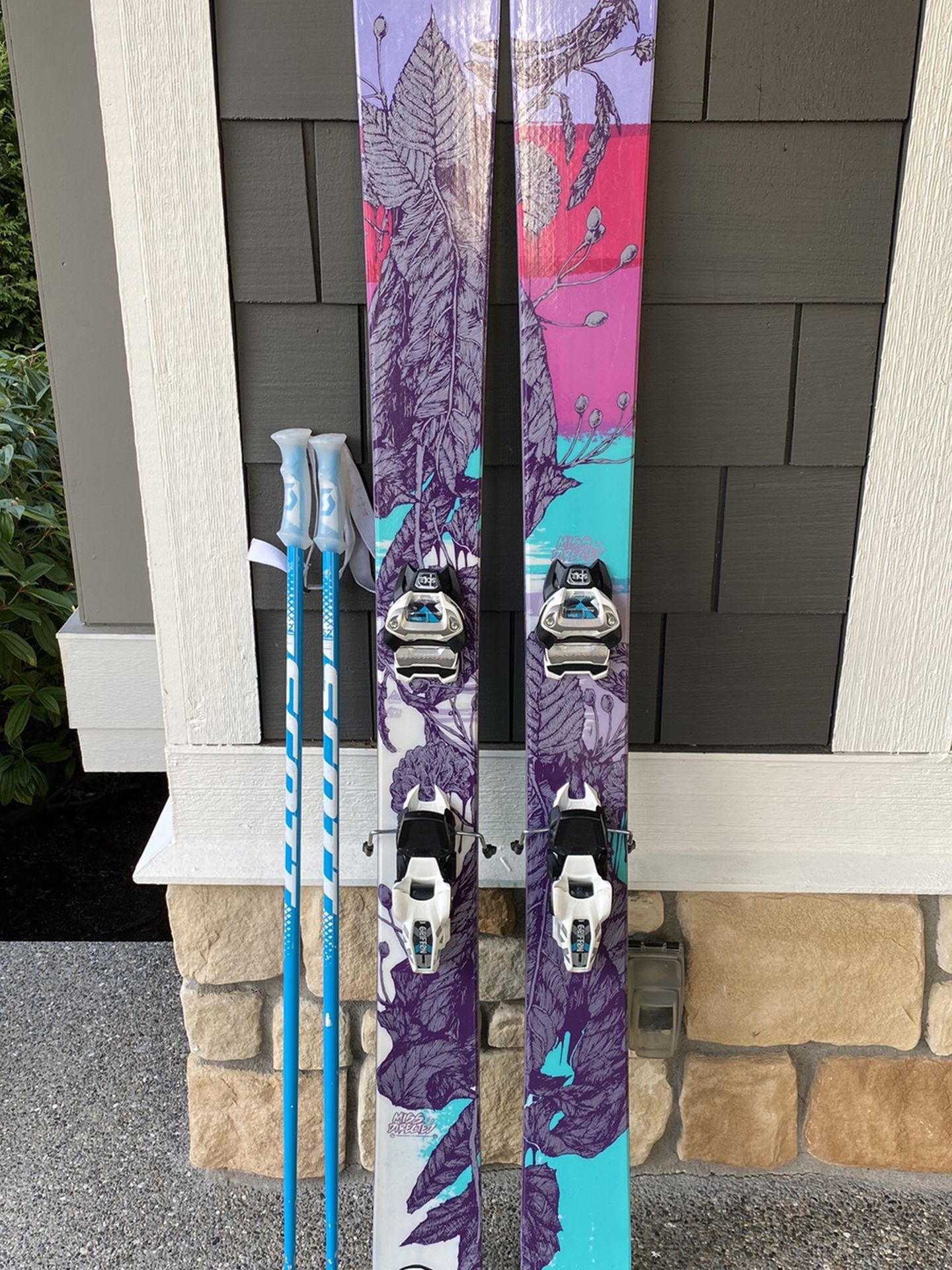 K2 Miss Directed Skis, Size 169 w/ Marker Griffon Bindings & Scott Poles