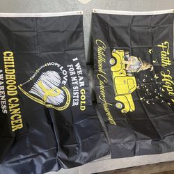 USED FLAG SIZE 3ftx5ft Children Cancer Awareness, Autism, Down Syndrome, Awareness, All Type Of Cancer Colors