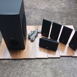 Set Of 6 LG Surround Sound Speakers Model SB95SA-W Subwoofer