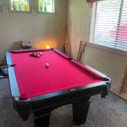 Red Felt Pool Table