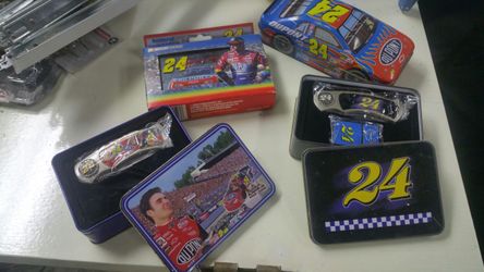 Nascar jeff Gordon gift sets playing cards knifes lighter tins