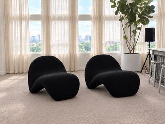 Set of 2 Black Sculptural Lounge Chairs – Modern & Stylish