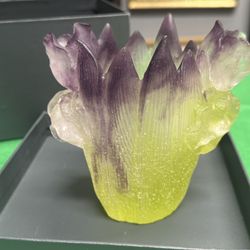 Daum pate De Verre Glass Small Iris Vase W Box 