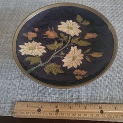 Brass plate with flower design