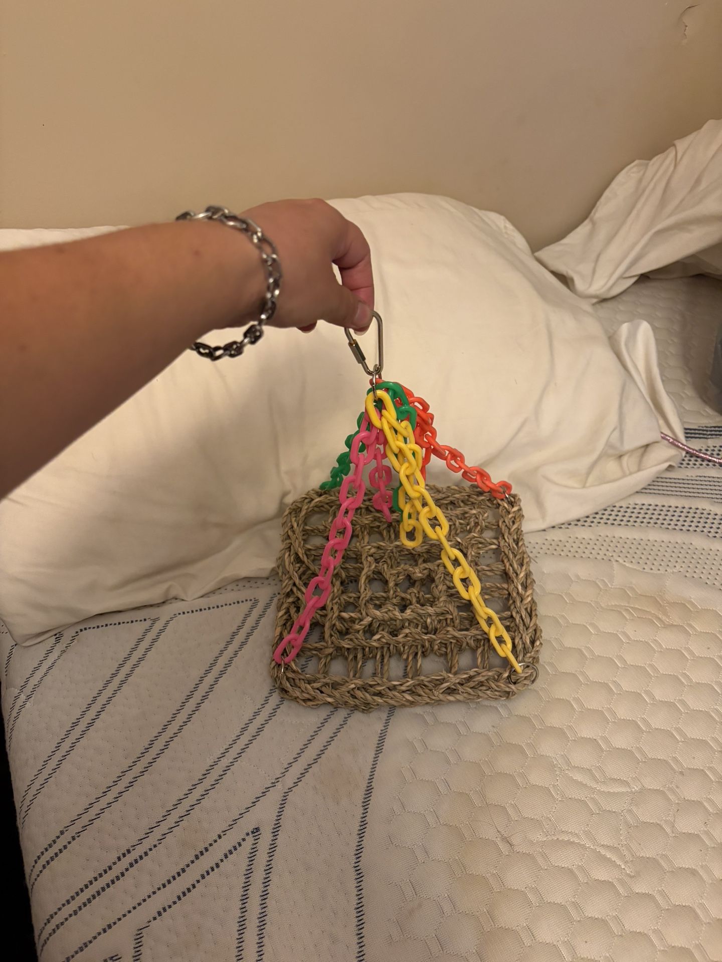 Baluue Pet Parrot Chewing Toy Straw Weave Hammock Swing for Birds Climbing and Sleeping Accessory Design to Entertain and Develop Skills for Pets