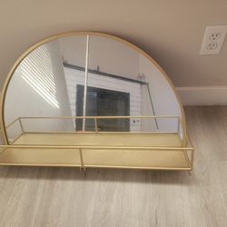 Gold Hanging Wine Rack With Mirror And SHELF