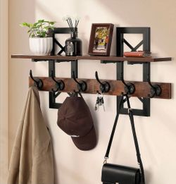 33.86" Wall Mounted Coat Rack with Shelf