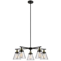 Globe Electric Shae 5-Light Oil Rubbed Bronze & Antique Brass Vintage Edison Chandelier, 65617