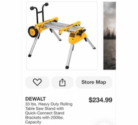 33 Ibs. Heavy Duty Rolling Table Saw Stand with Quick-Connect Stand Brackets with 200lbs. Capacity