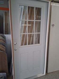 36" 9-lite Prehung Metal Door