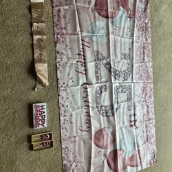 25th birthday banner sash and candles