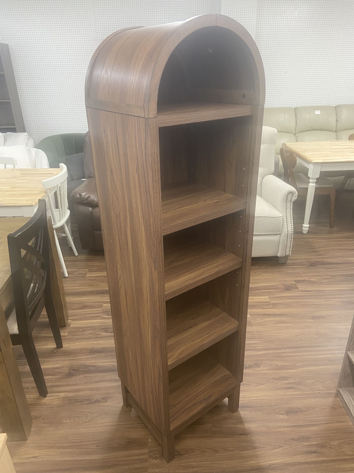 New Juliet Narrow Arch Bookcase, Walnut Finish