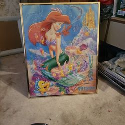 Vintage Disney Little Mermaid Poster In Its Original Frame
