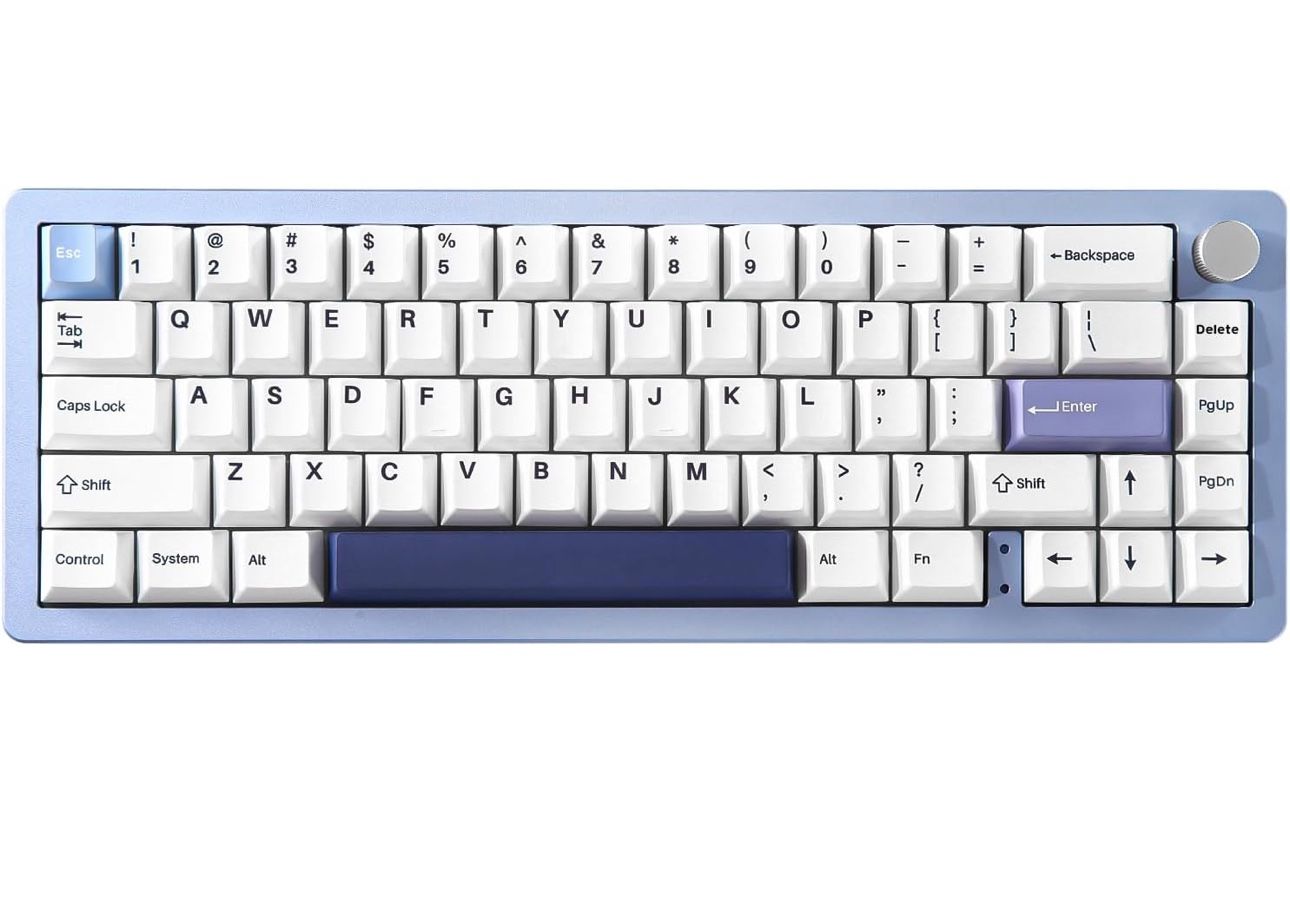 YUNZII AL66 Wireless Mechanical Keyboard,65% Knob Control Aluminum Gaming Keyboard BT/2.4G/Wired Hot Swappable Pre-lubed Switches, Gasket Mounted RGB