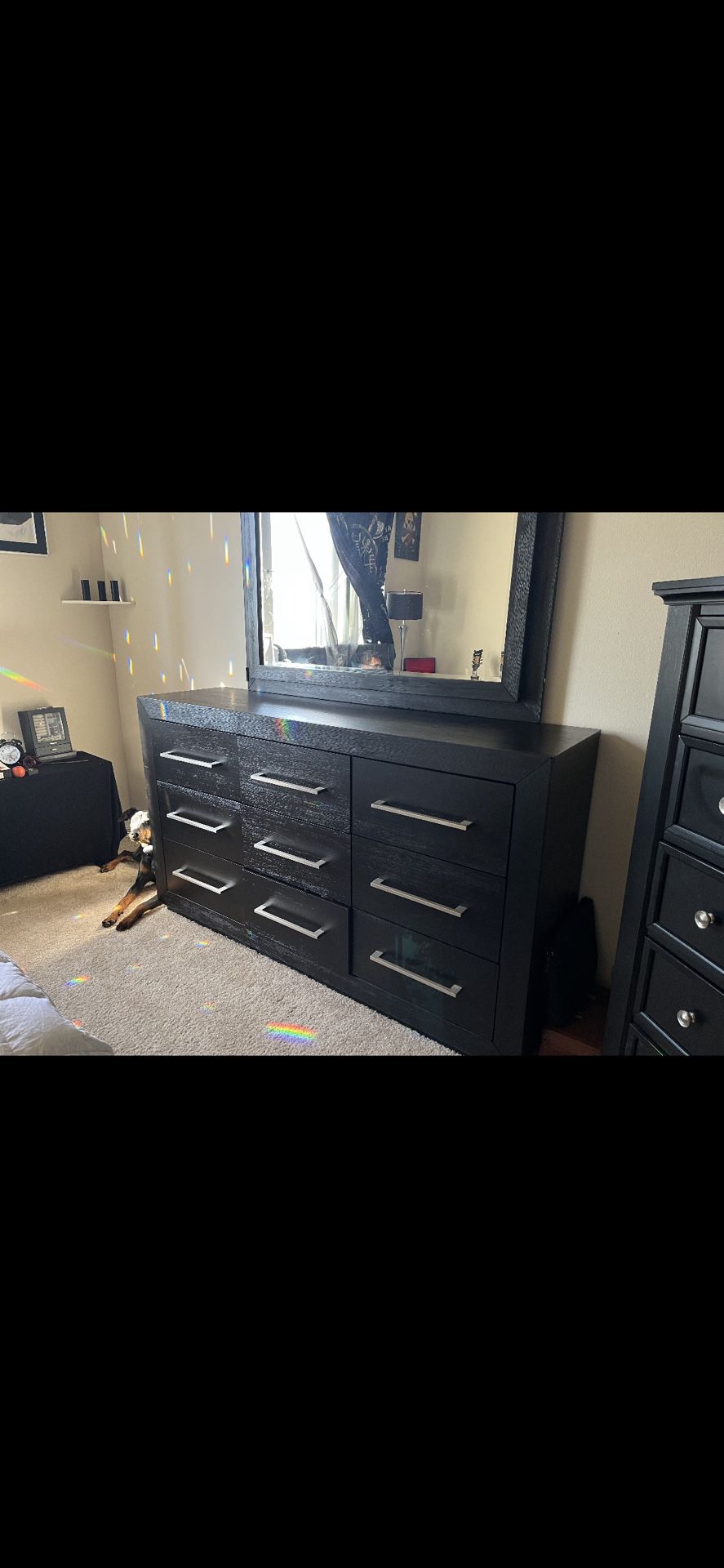 Black 9 Drawer Chest With Light Up Mirror 