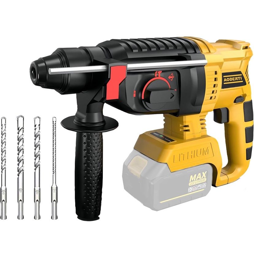 Cordless Rotary Hammer Drill for Dewalt 20V MAX Battery, Brushless SDS Rotary Hammer with Safety Clutch for Concrete/Masonry, 4 Modes with 360°Auxilia