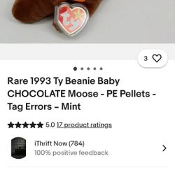 Rare 1993 Ty Beanie Babies. Chocolate MOOSE  Mint