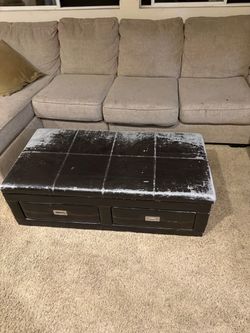 Free Black Leather Ottoman