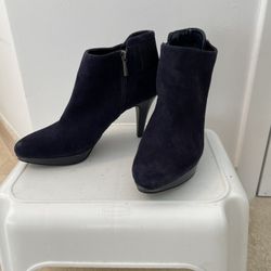 Marc Fisher Black Suede Ankle Boot Heels