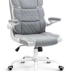 Office Chair Linen Fabric Ergonomic Executive Computer Desk Chairs Small Cute Rolling Task Chairs for Teens&Adults,Gray