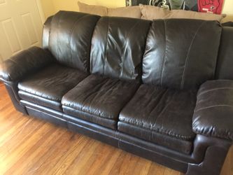Brown leather couch