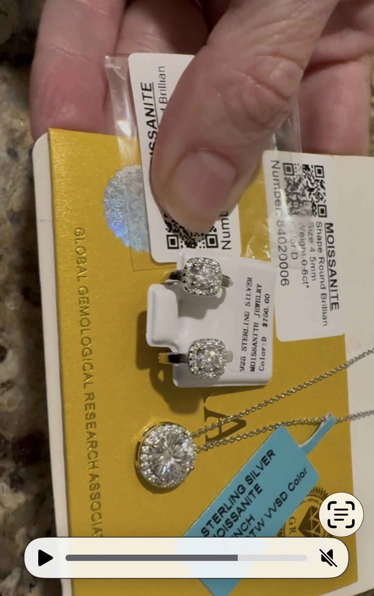 Moissanite Necklace/ Earrings 