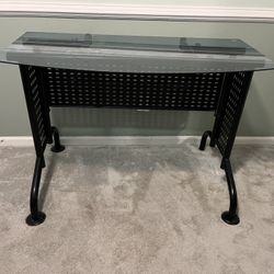 Desk Glass Top Black Metal Frame