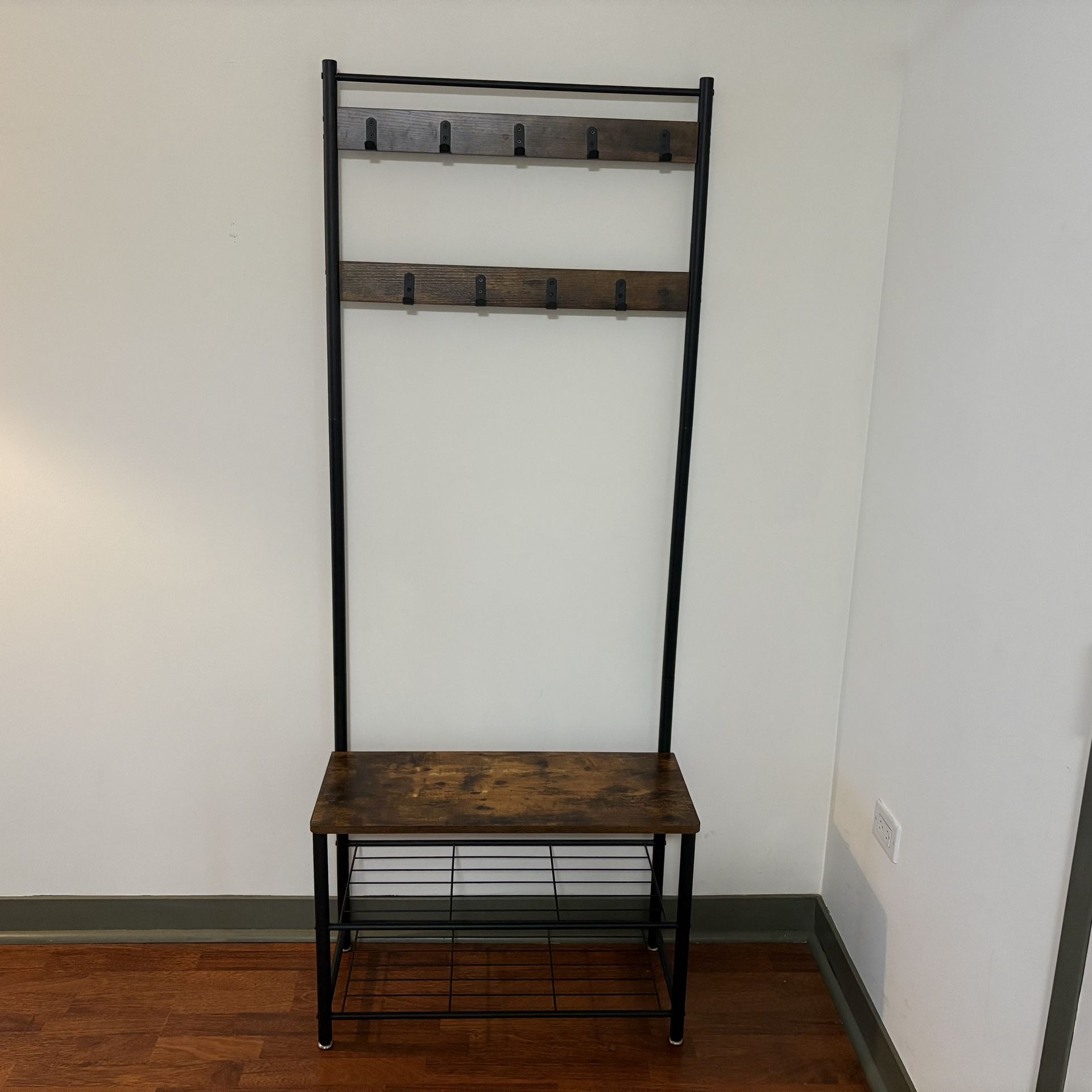 Coat Rack With Bench And Shoe Storage