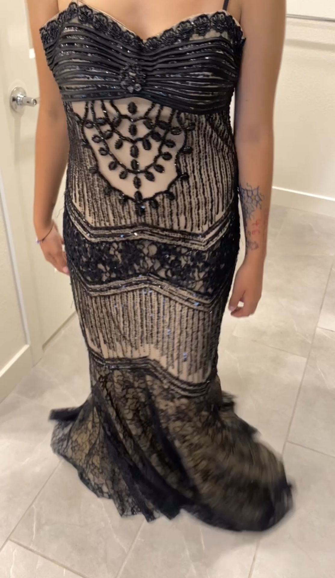 Black Beaded Aspeed Gown 