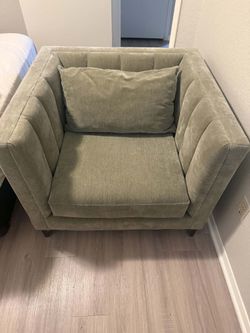 Olive/sage green velvet sofa
