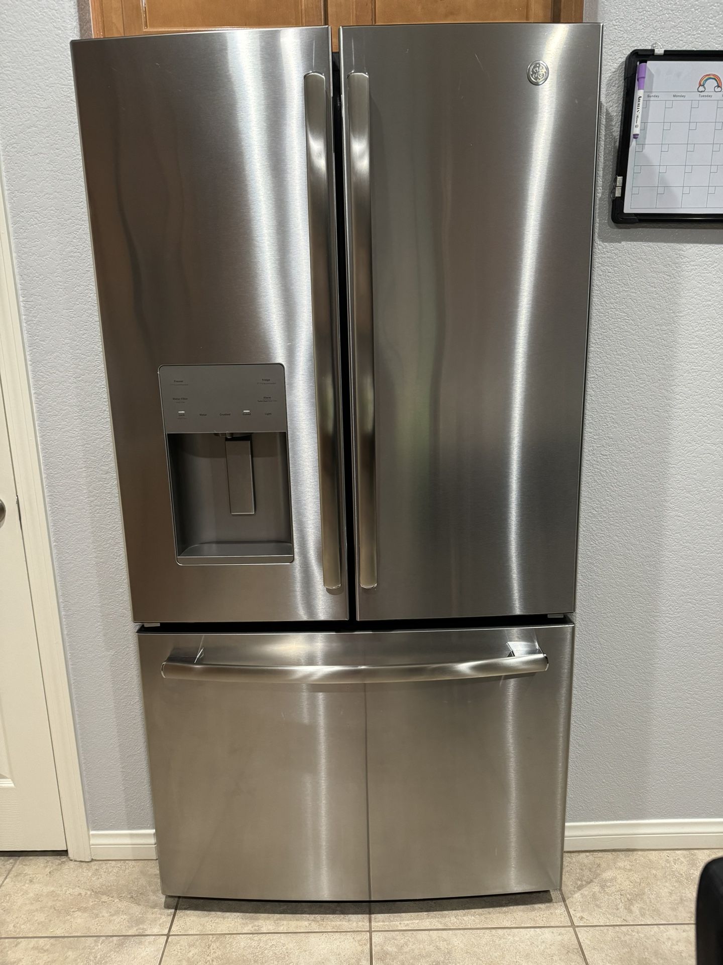 GE 27 cu. ft. French Door Refrigerator in Fingerprint Resistant Stainless with External Dispenser 