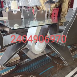 Brand New Stock Same Day Delivery Setup Service Available D4127 Elegant Glass 5pc Dining Table Set Special