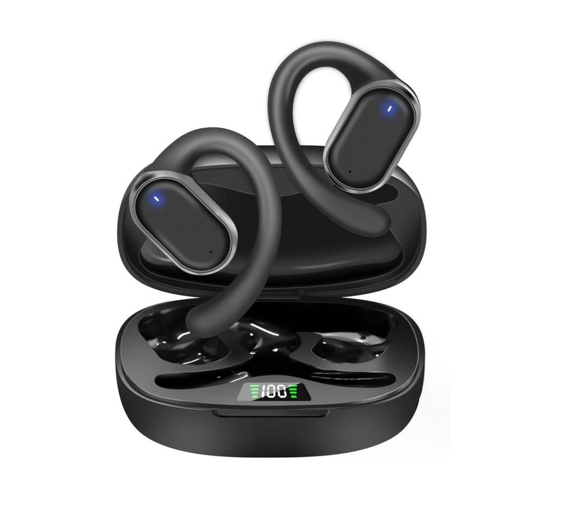 new Bluetooth Headphones Wireless Earbuds Ear Hanging Bluetooth 5.3 Noise Cancelling Earbuds,Wireless Headphones with LED Digital Display 40Hrs Playti