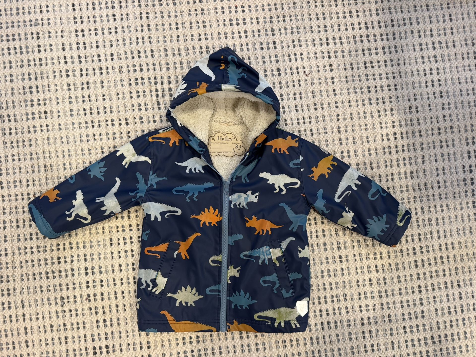 Hatley Kids Boys Girls Sherpa Lined Splash Rain Jacket Coat 4t 3t