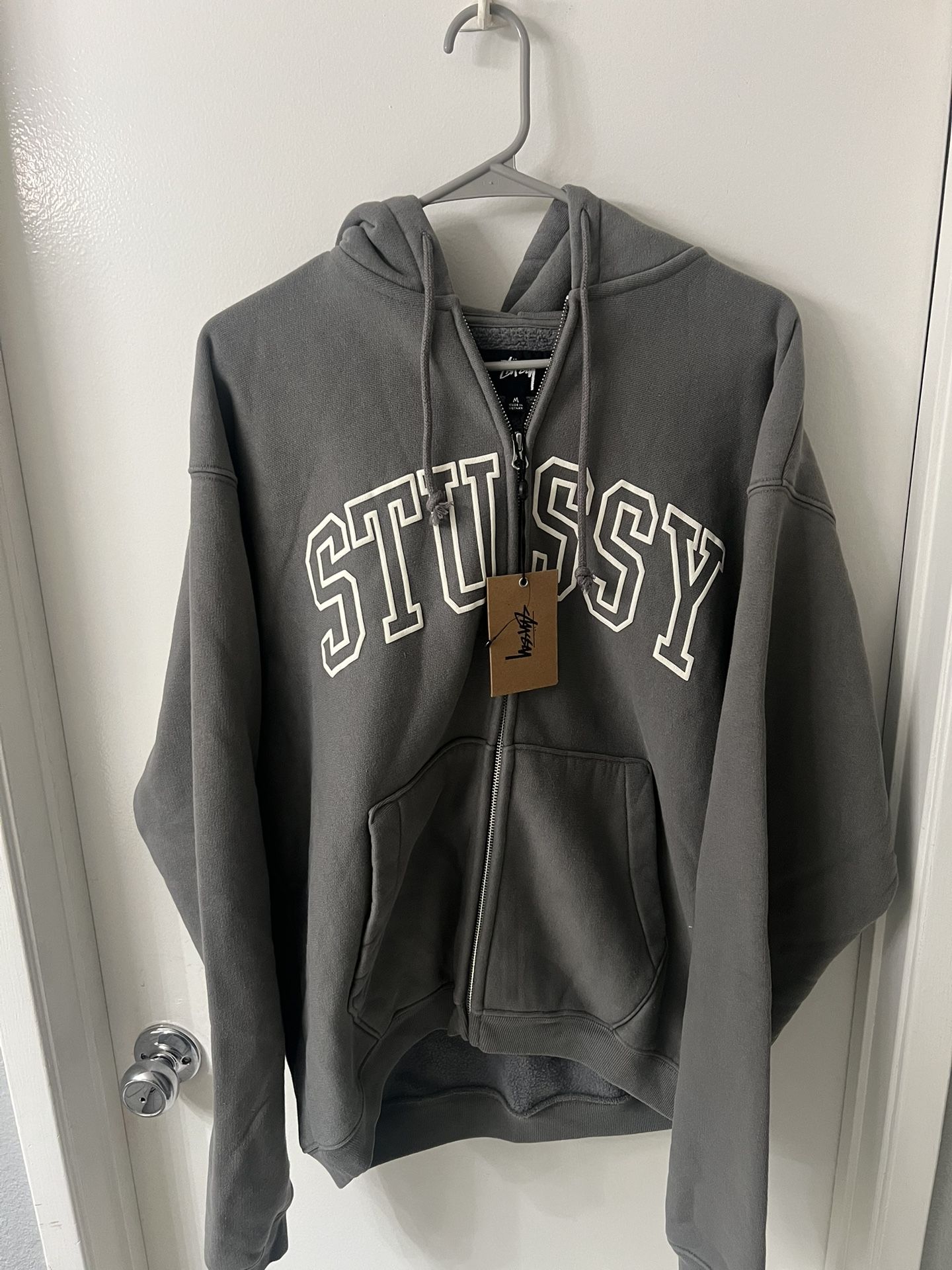 Stussy Grey Zip Up Hoodie 