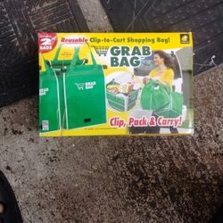 Reusable Clip To Cart Shopping Bag!  GRAB BAG   NEW $10