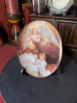 Bradford Exchange Bedtime Prayers Plate Edgar Jerkins Angel 1996 With Stand