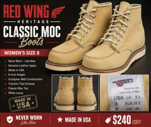Red Wing Heritage Classic Moc Boots Women's Size 8
