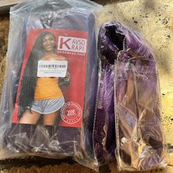 36” 4 pre stretched handmade hair in a vibrant deep purple shade. Perfect for adding a touch to any style. New 