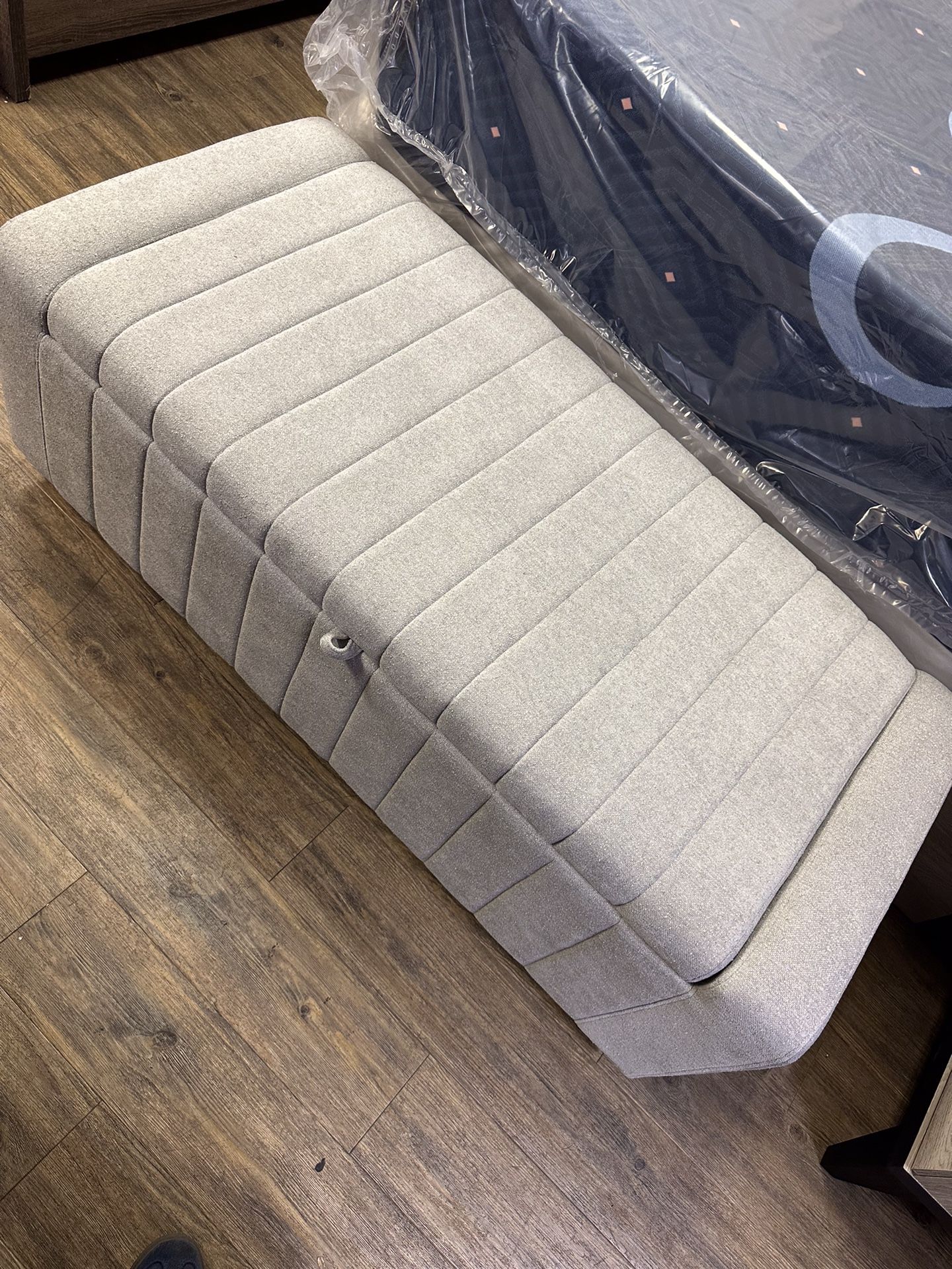 Beautiful Gray Fabric Storage Bench