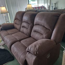 Ashley Furniture's Stoneland Power Recliner Couch And Love Seat 